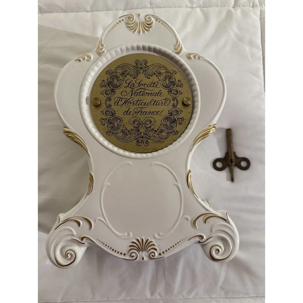 Vintage 1982 Franklin Mint Porcelain Clock SNHF Franz‎ Hermle With Key Working